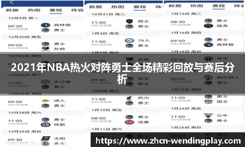 2021年NBA热火对阵勇士全场精彩回放与赛后分析